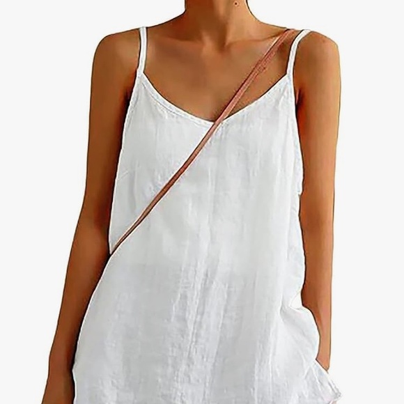 Tops - Linen & Cotton White spaghetti strap cami size L NWOT